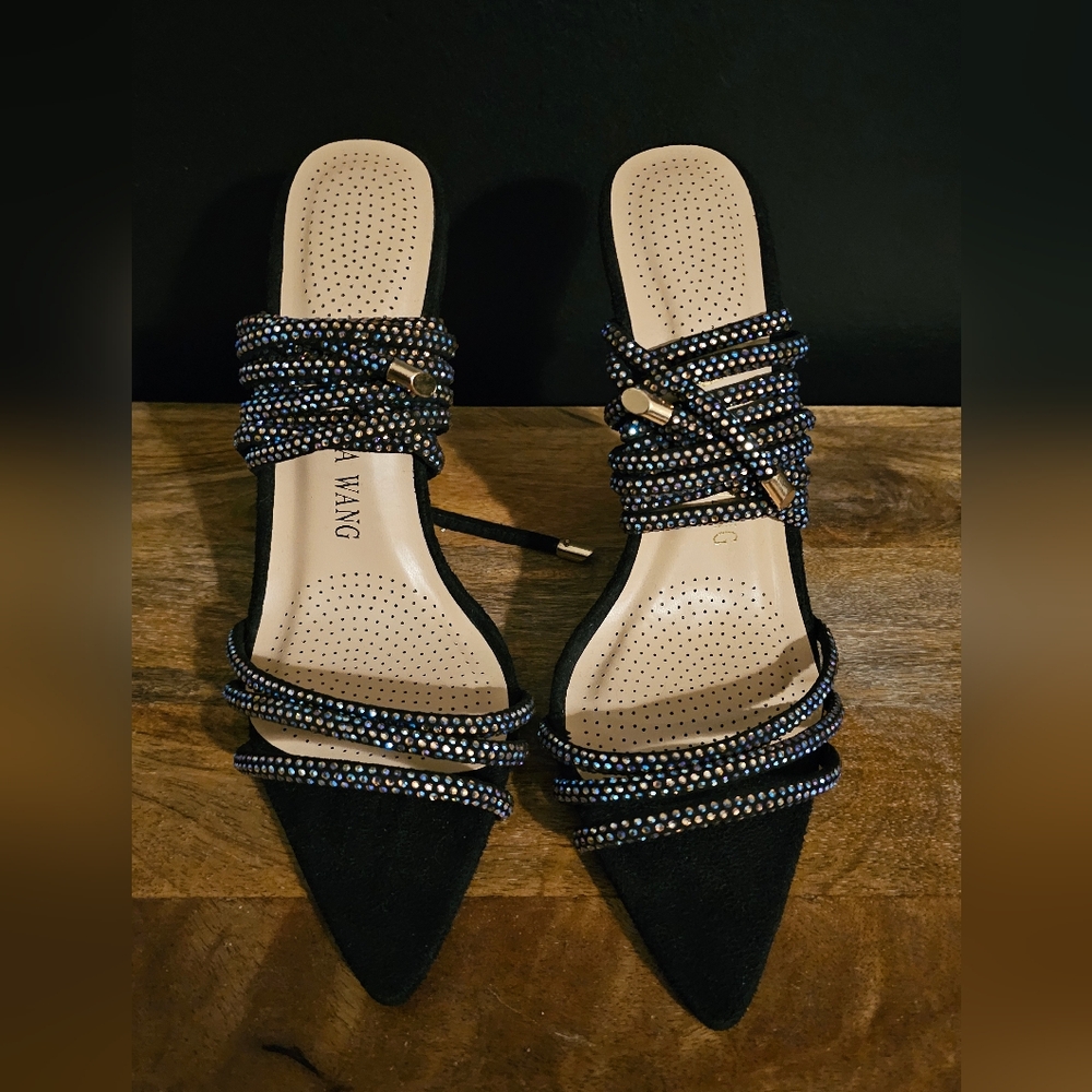 Azaela Wang Black And Rhinestone Women's Heels